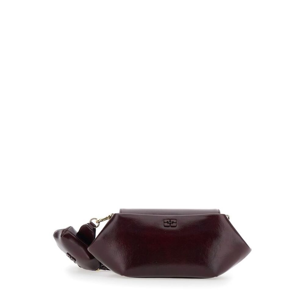 Ganni Women Shoulder Bag With Magnetic Closure In Bordeaux Leather For Women